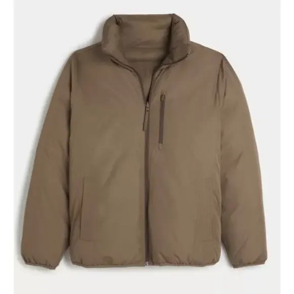 Hollister NWT Men Ultimate Collection Reversible Brown Puffer Jacket size Large - Picture 1 of 12